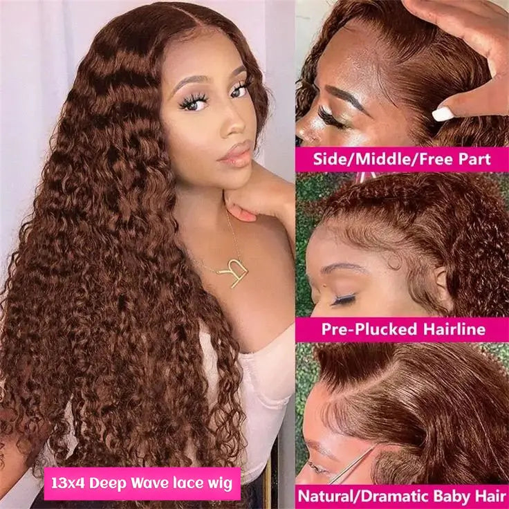Ready To Wear | Brown Deep Wave Glueless HD Lace 13x6 Frontal Wig