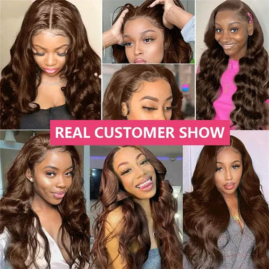 Melted Hair 180% Density Chocolate Brown Body Wave Wig Glueless 13x6 Frontal Wig