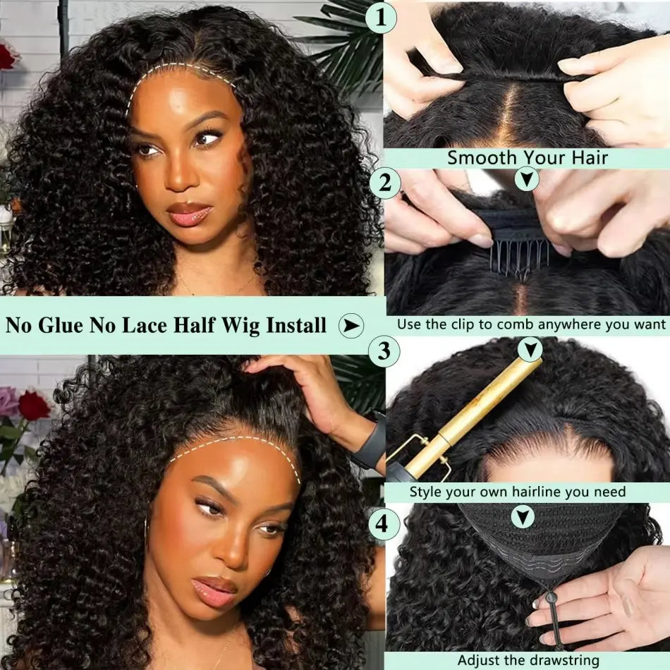 Melted Hair Curly Wig Glueless Headband Wig