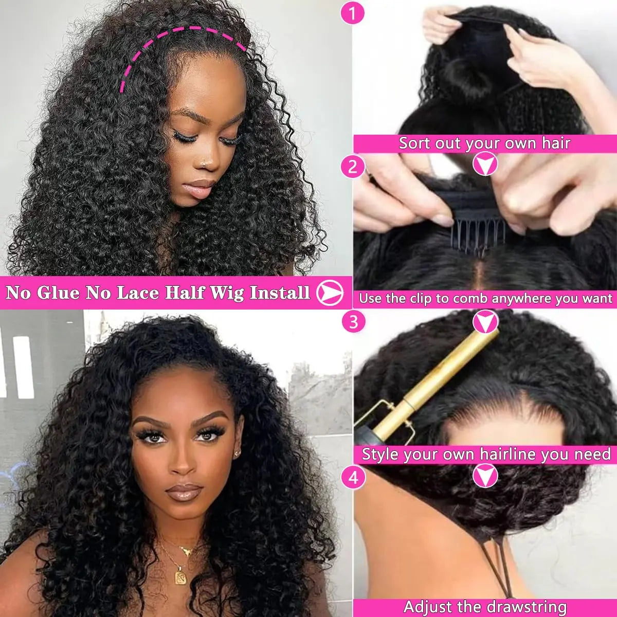 Quick Clip Wig | Curly No-Lace Glueless Half Wig