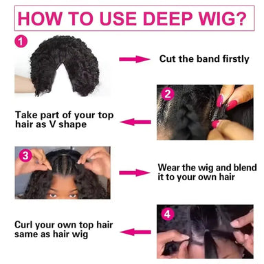 No Glue No Fuss | Deep Wave No-Lace Glueless V Part Wig