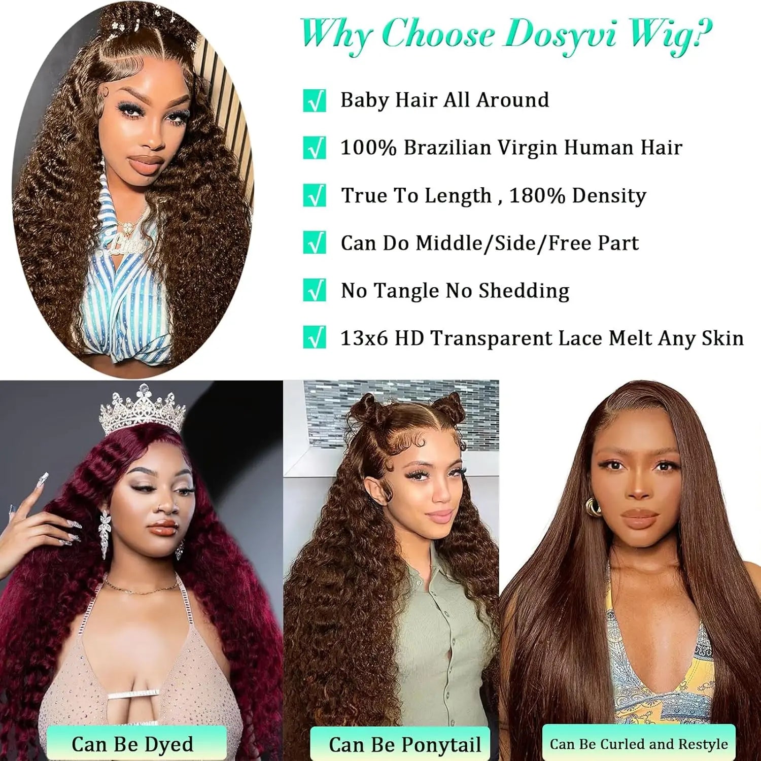 Effortless Glam | Brown Deep Wave Glueless HD Lace 13x6 Frontal Wig Pre-Cut