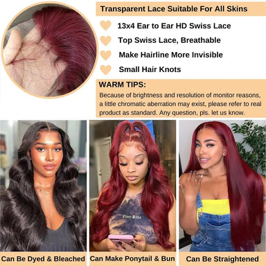 Effortless Glam | Burgundy Body Wave Glueless HD Lace 13x6 Frontal Wig