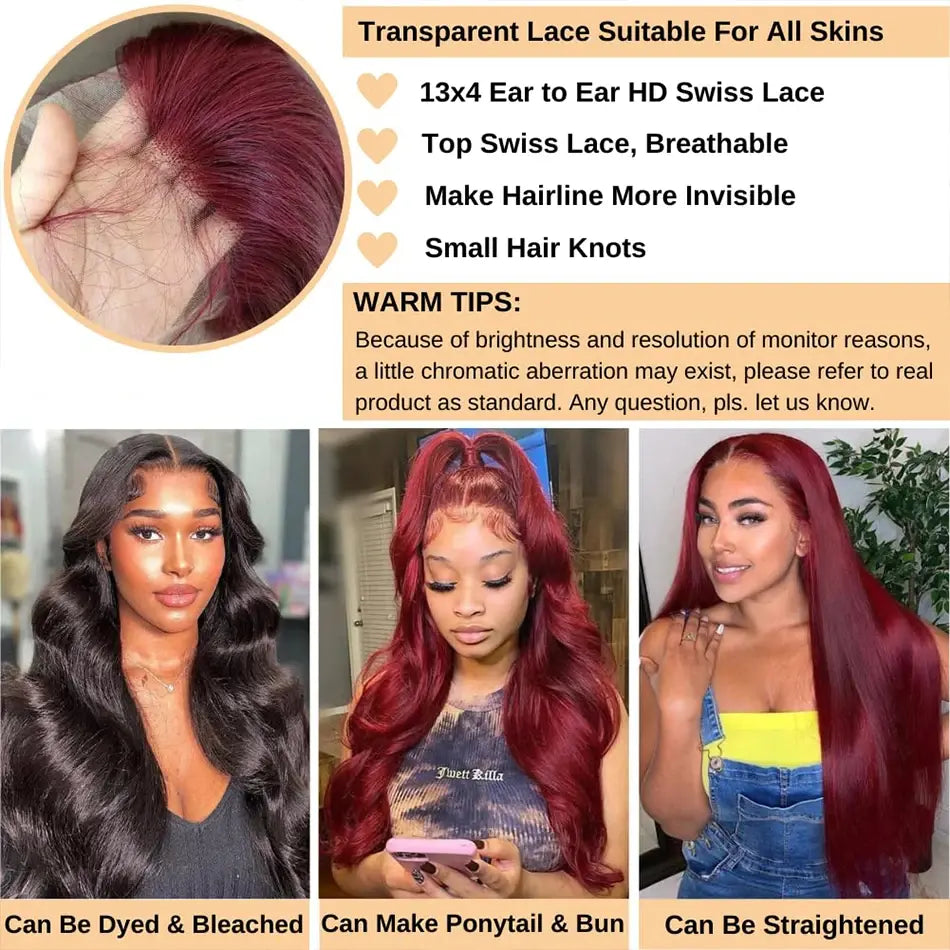 Effortless Glam | Burgundy Body Wave Glueless HD Lace 13x6 Frontal Wig