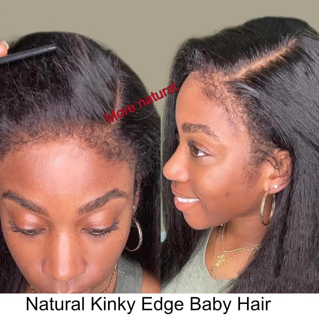 Melted Hair 180% Density Kinky Straight Wig Glueless 360 Lace Pre-Cut Lace Wig — Bleached Knots