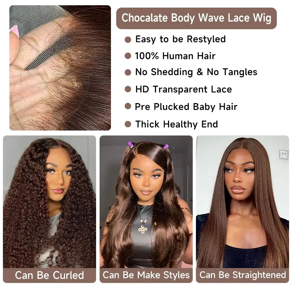 Fresh Install | Brown Body Wave Glueless HD Lace 13x6 Frontal Wig