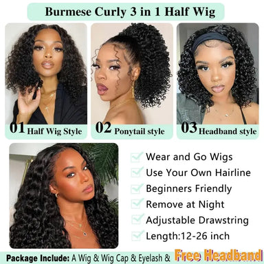 Melted Hair Curly Wig Glueless Headband Wig
