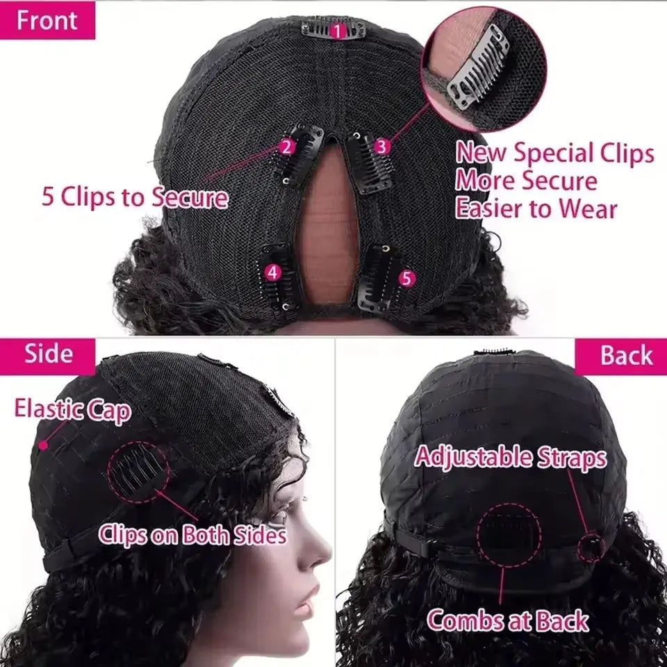 Instant Glam | Deep Wave No-Lace Glueless V Part Wig