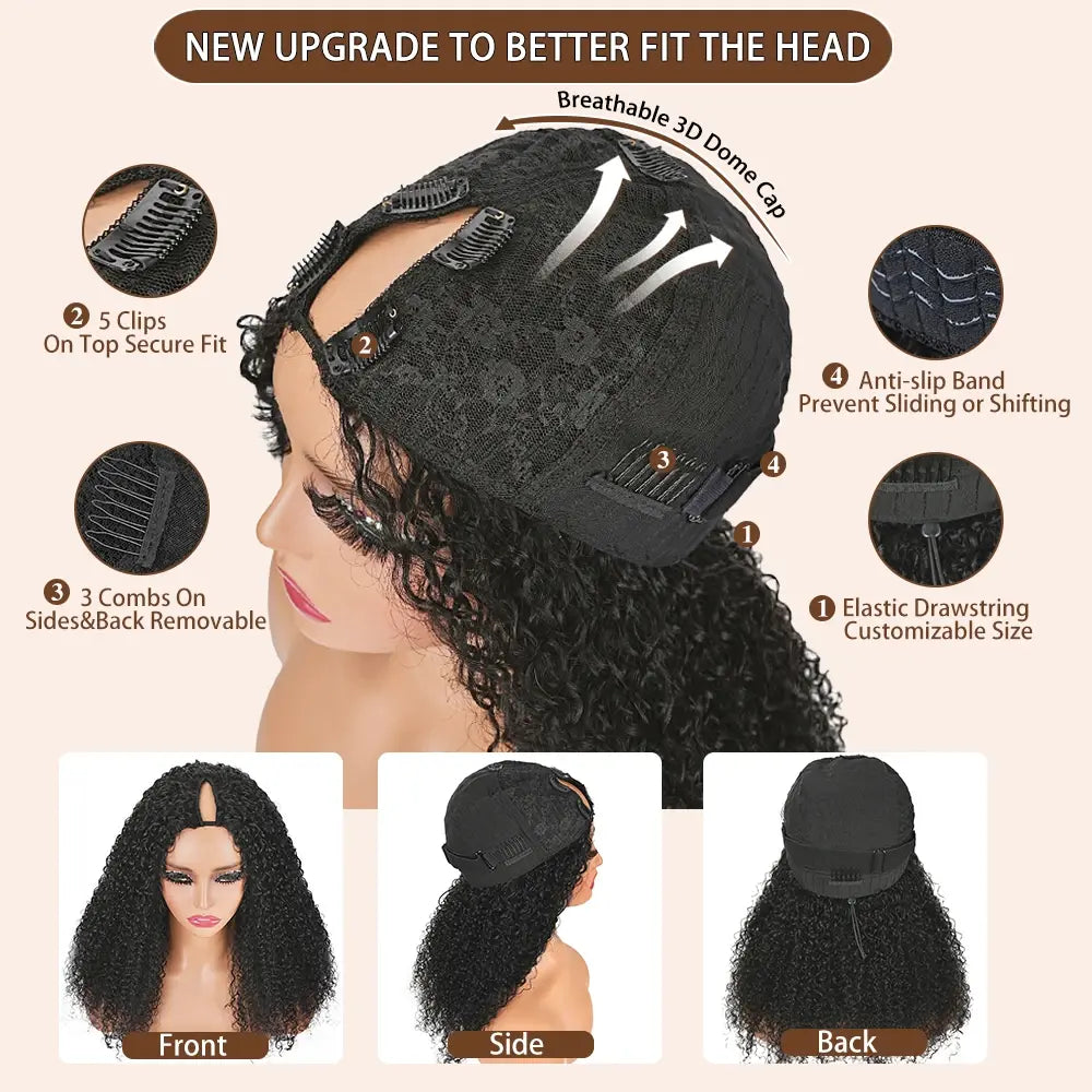 Quick Clip Wig | Deep Wave No-Lace Glueless V Part Wig