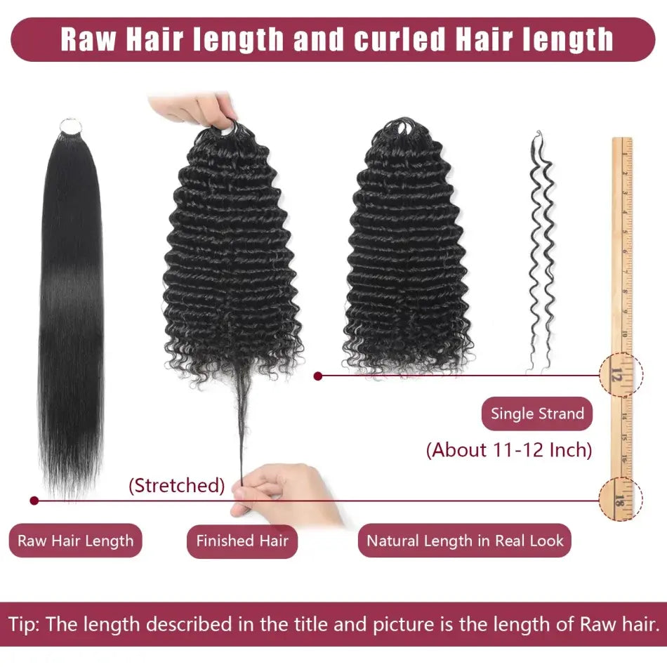 Curly Crochet Braiding Hair Extensions — 100% Human Hair