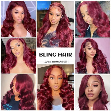 Effortless Glam | Burgundy Body Wave Glueless HD Lace 13x6 Frontal Wig
