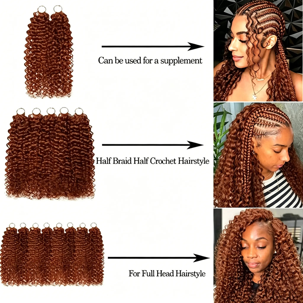 Ginger Kinky Curly Crochet Braiding Hair Extensions — 100% Human Hair