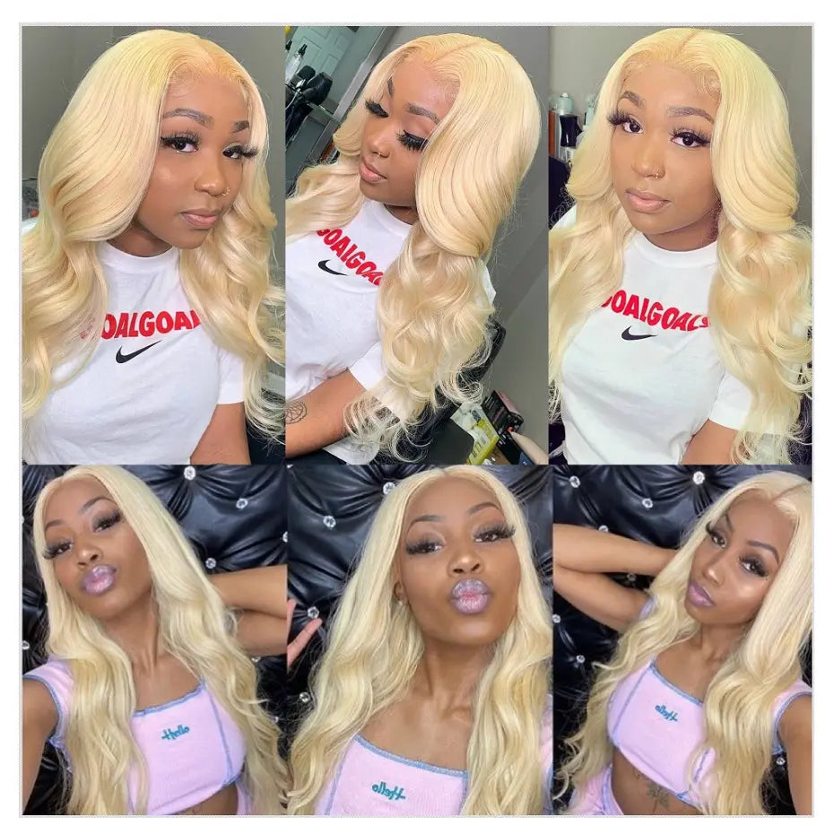 Melted Hair Blonde 613 Body Wave Wig Glueless 13x6 Frontal Wig — Drawstring Cap