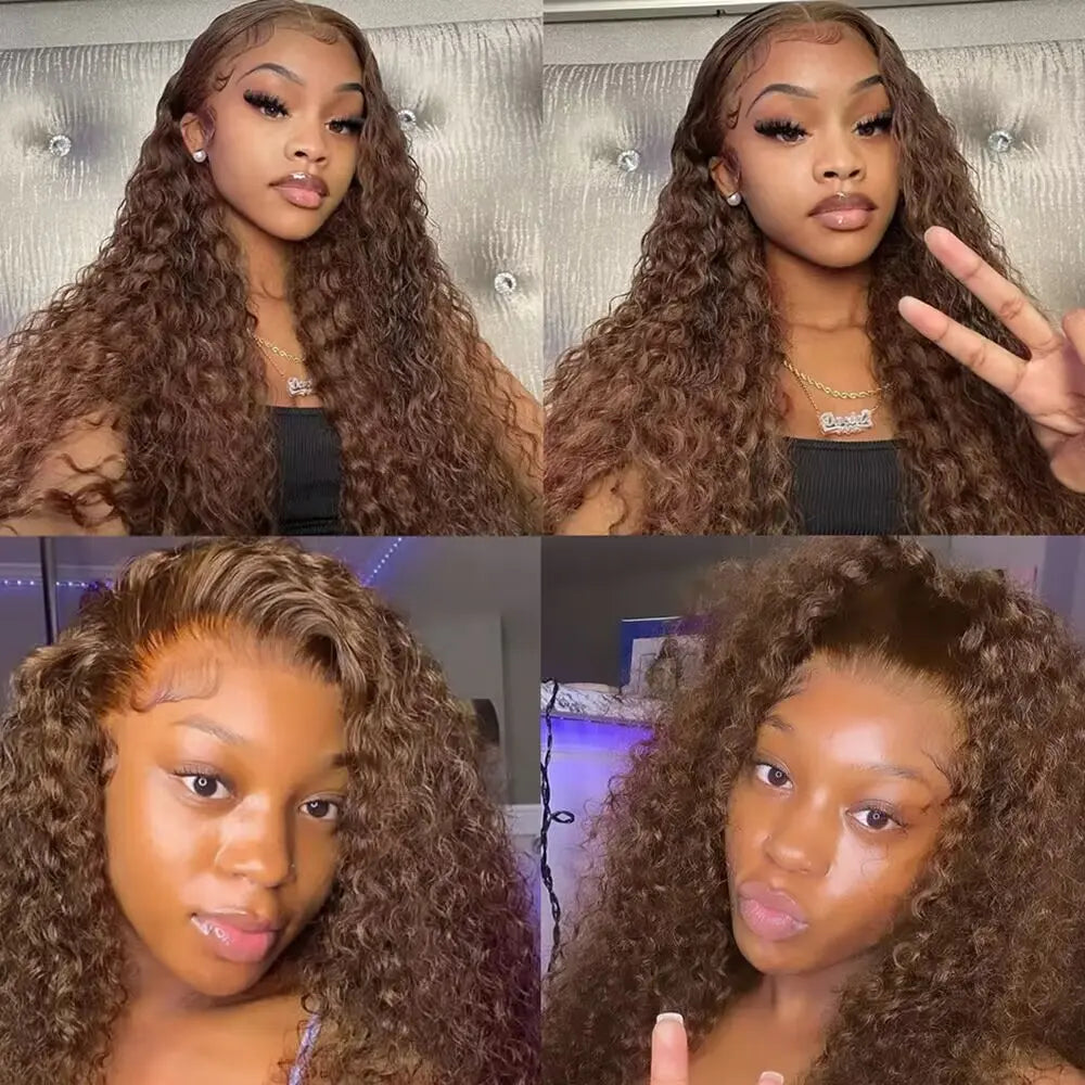 Melted Hair Chocolate Brown Deep Wave Wig Glueless 13x6 Frontal Wig