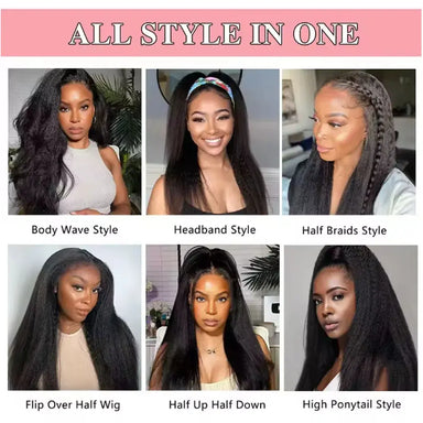 No Glue No Fuss | Kinky Straight No-Lace Glueless Half Wig