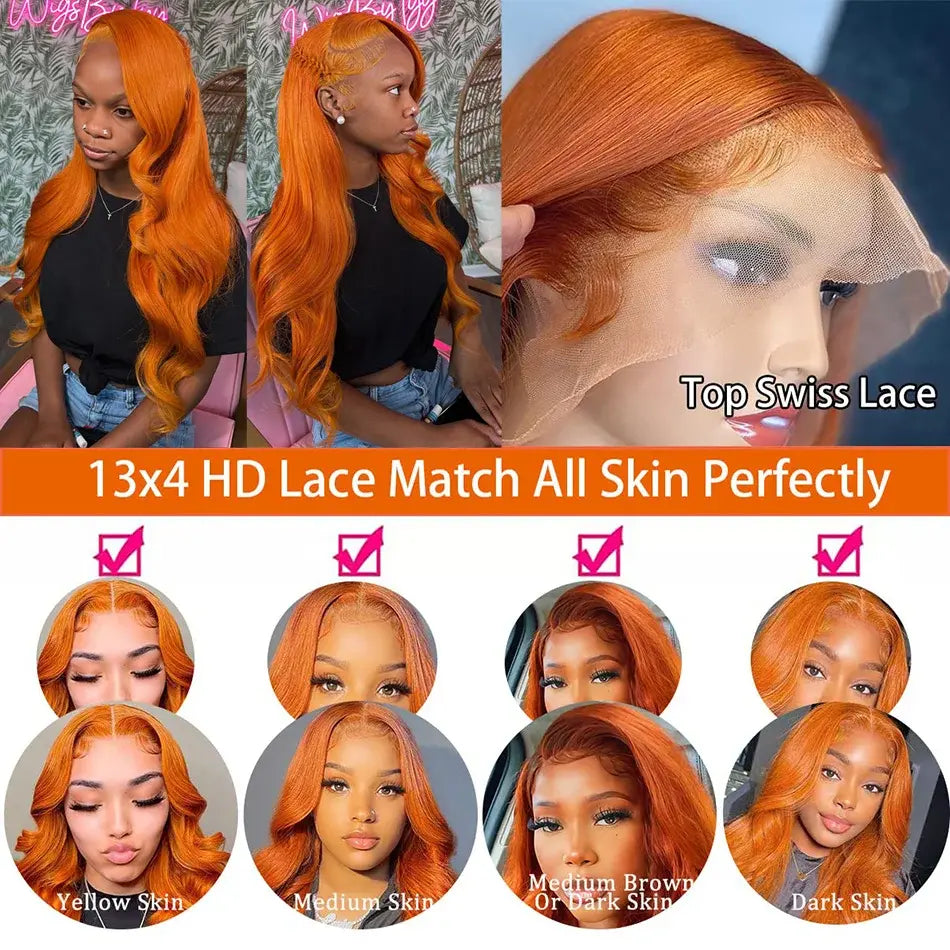 Melted Hair 180% Density Brown Body Wave Wig Glueless 13x6 Frontal Wig — Transparent Lace