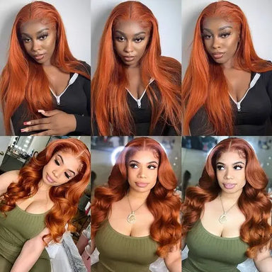 Melted Hair 180% Density Ginger Body Wave Wig Glueless 13x6 Frontal Wig