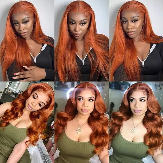 Melted Hair 180% Density Ginger Body Wave Wig Glueless 13x6 Frontal Wig