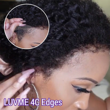 4C Edges | Realistic Kinky Edges Afro Curly Glueless Long Wig 100% Human Hair -US Only