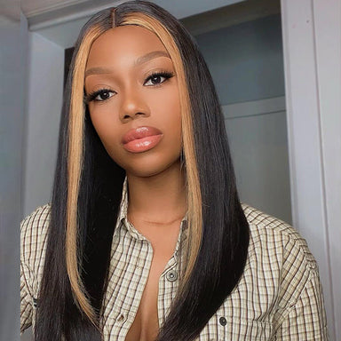 Mix Color Highlight Middle Part Lace Closure Wig - US Only