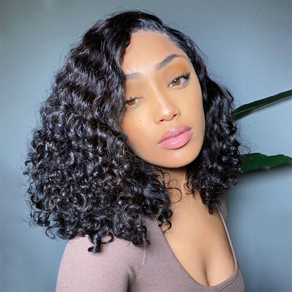 Natural Glueless Big Kinky Curly 4x4 Closure Lace Short Wig 100% Human Hair- US Only
