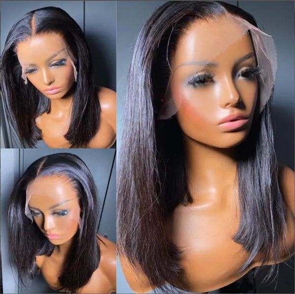 Undetectable Invisible Lace Middle Part 13x4 Frontal Lace Straight Bob Wig