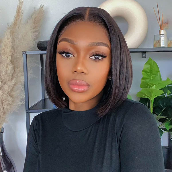 Pre-bleached Glueless Middle Part Wide T Lace Bob Wig 100% Human Hair | Easy & Daily- US Only