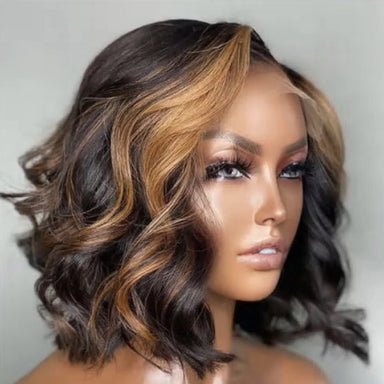 Halo Hair Style Hair Blonde Mix Loose Wave 5x5 Closure HD Lace Glueless Side Part Short Wig - US Only