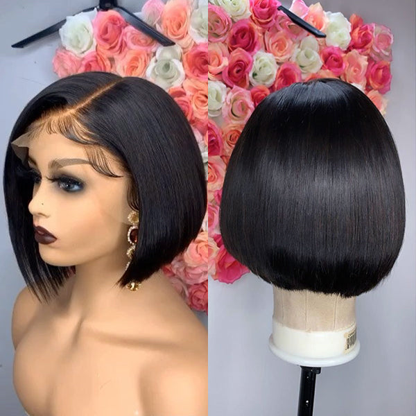 Gorgeous Side Part Short Cut 13x4 Frontal Lace Wig No Baby Hair