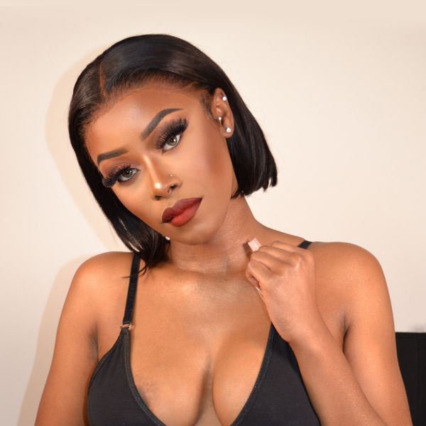 Gorgeous Side Part Short Cut 13x4 Frontal Lace Wig No Baby Hair