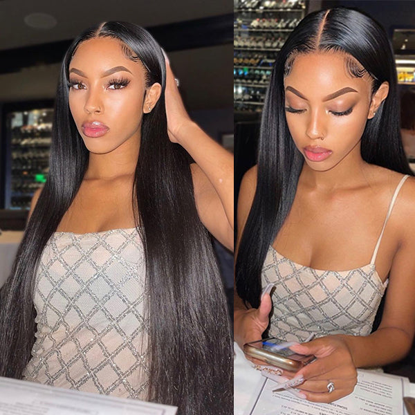 Halo Hair Style Hair 180% Density | Silky Straight 13x4 Frontal HD Lace Glueless Long Wig 100% Human Hair - US Only