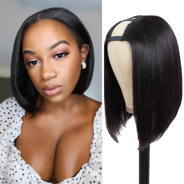 Quick & Easy Affordable U Part Bob Wig 100% Human Hair - US Only